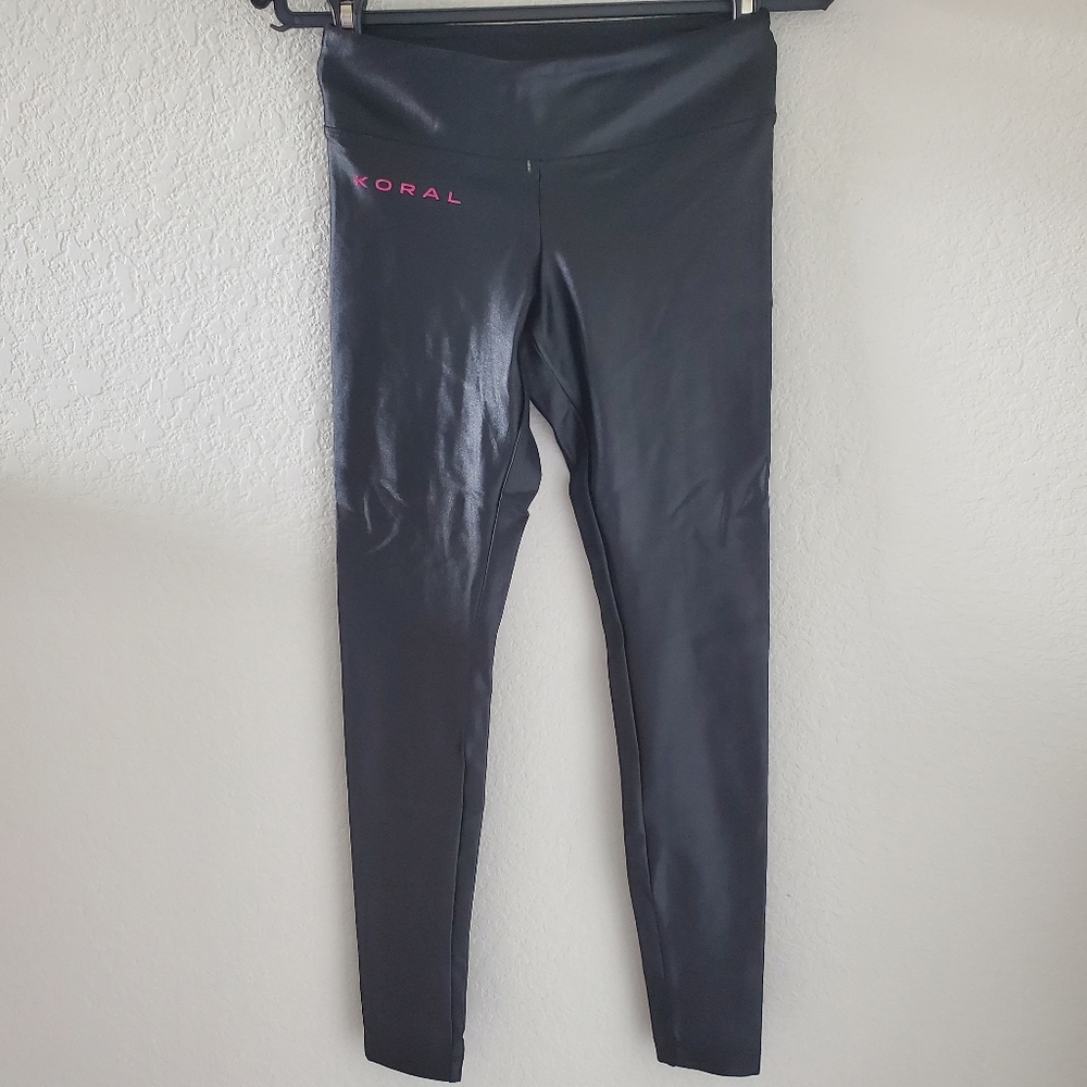 Koral black high shine ankle leggings NWOT